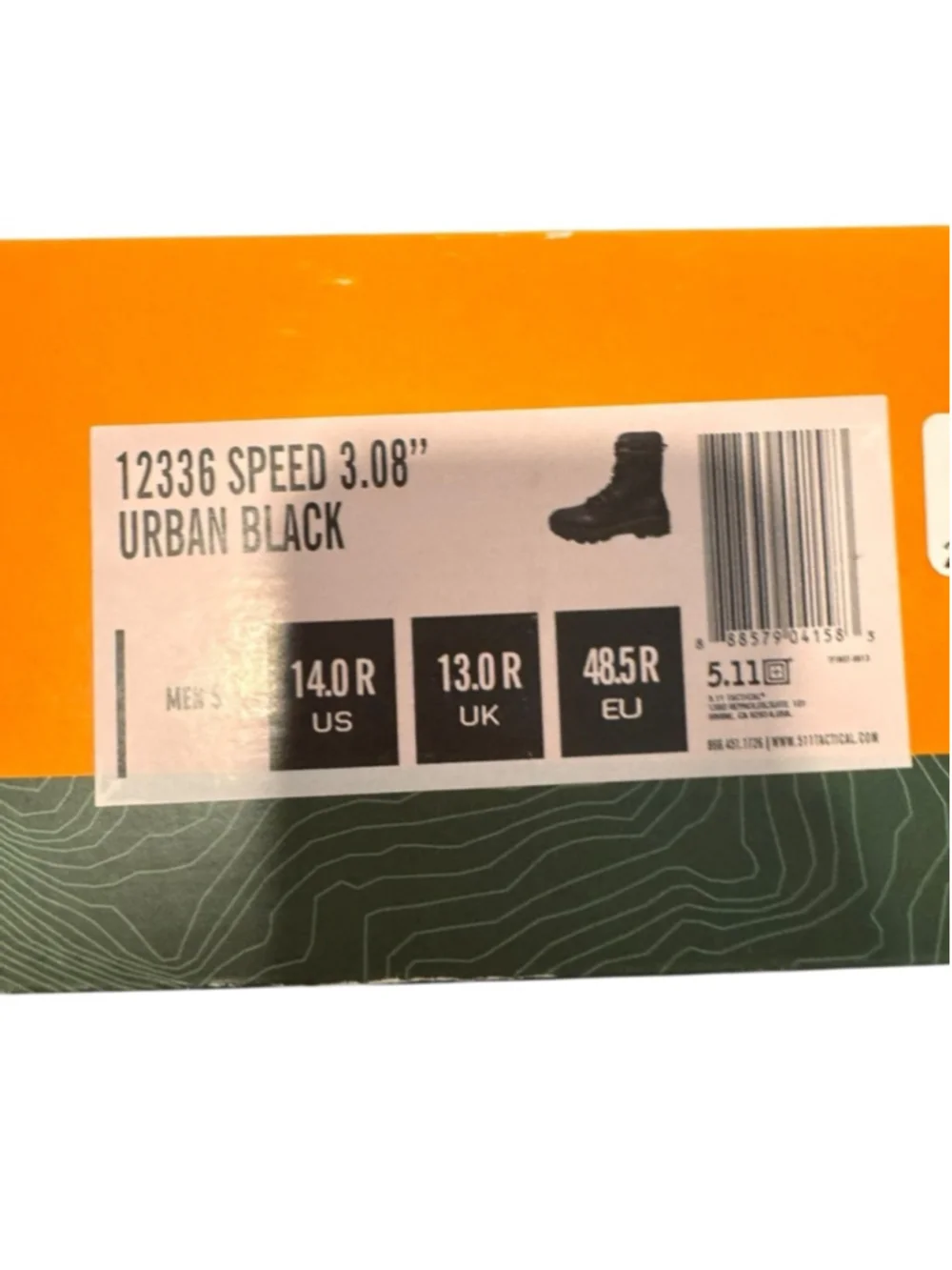 Men's 5.11 Tactical Speed 3.08 Urban Black Boots US 14